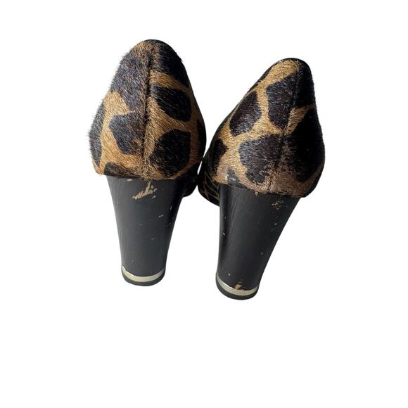 Ann Taylor Addison 7 Leopard Print Haircalf Block Heels 90s Y2K Office Holiday - Picture 9 of 9